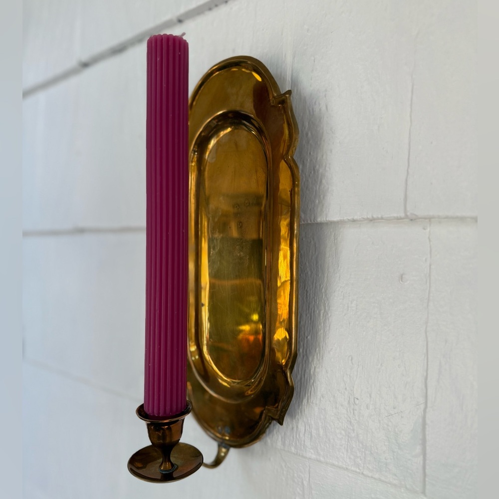 Vintage Brass Wall Sconce taper Candle Holder - Picture 4 of 8